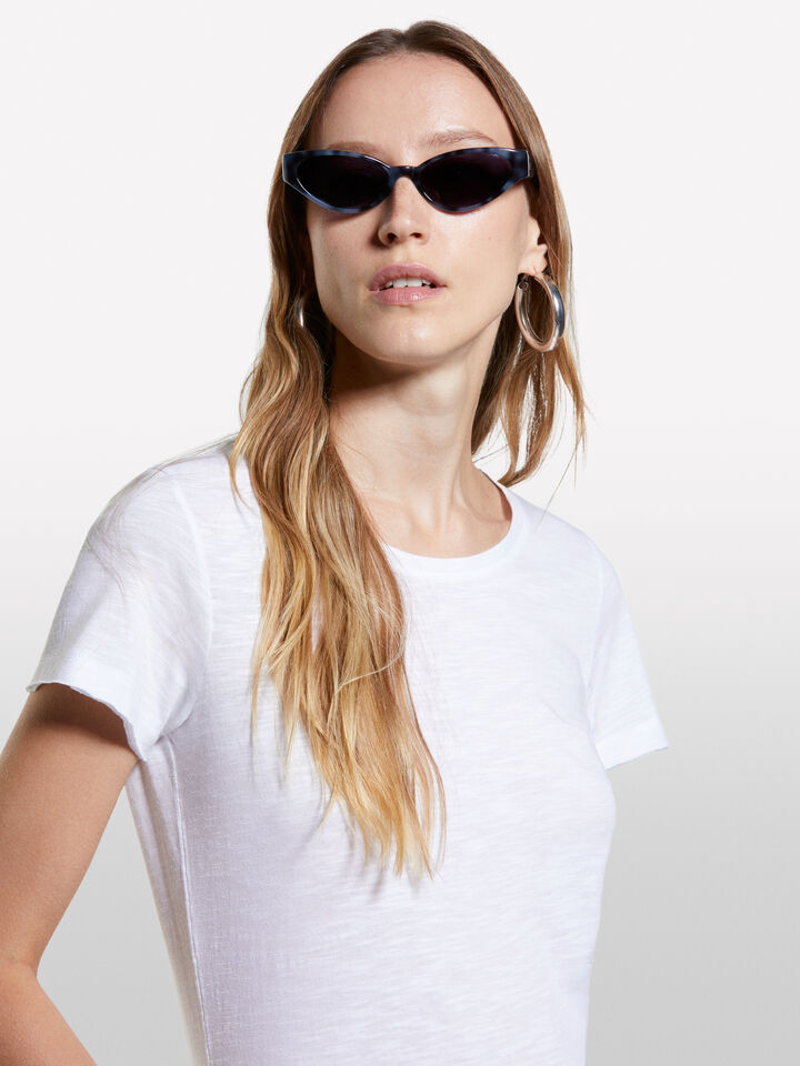T-shirt girocollo bianca - t-shirt a manica corta da donna - Bianco | Sisley image number 4
